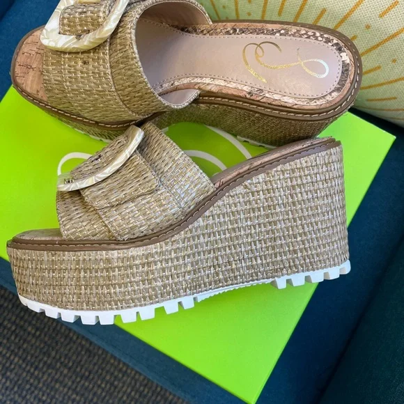 Sam Edelman Livi Natural Raffia Wedges NEW - Picture 3 of 5